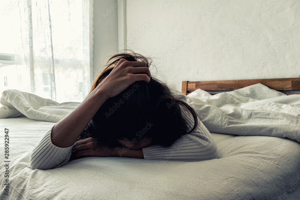 A woman stressed in the dark A woman stressed in the dark