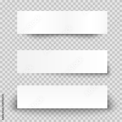 Set of banners with shadows for your design. Realistic shadow from paper banners on a transparent background.