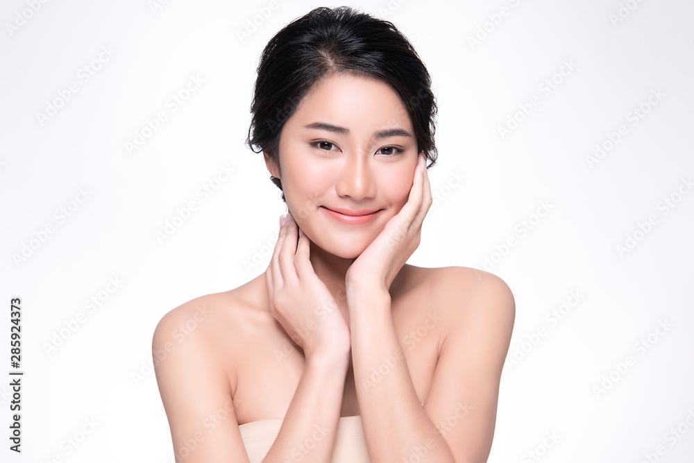 Beautiful Young Asian Woman with Clean Fresh Skin, Beautiful Young Asian Woman with Clean Fresh Skin,