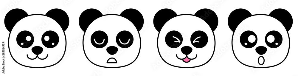 Flat panda faces pattern vector illustration Flat panda faces pattern vector illustration