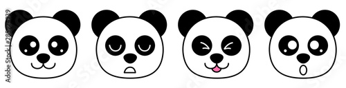 Flat panda faces pattern vector illustration