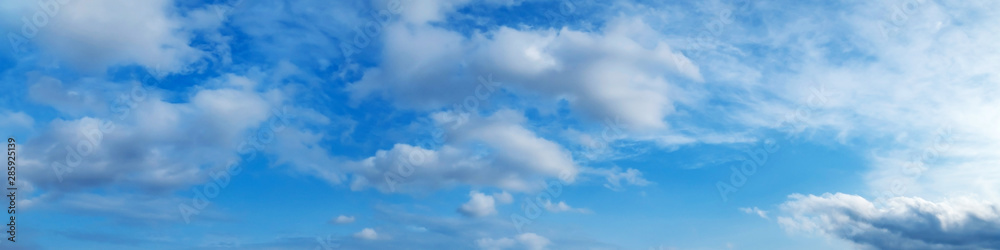 Panorama sky with cloud on a sunny day. Beautiful cirrus cloud.