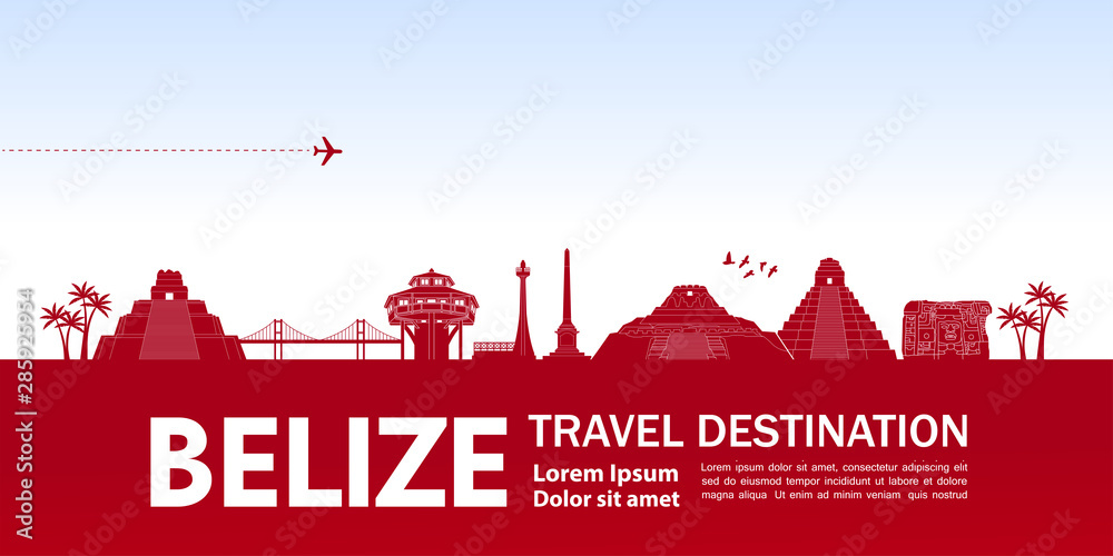 Belize travel destination grand vector illustration.