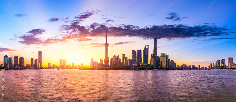 Sunrise cityscape and skyline of Shanghai