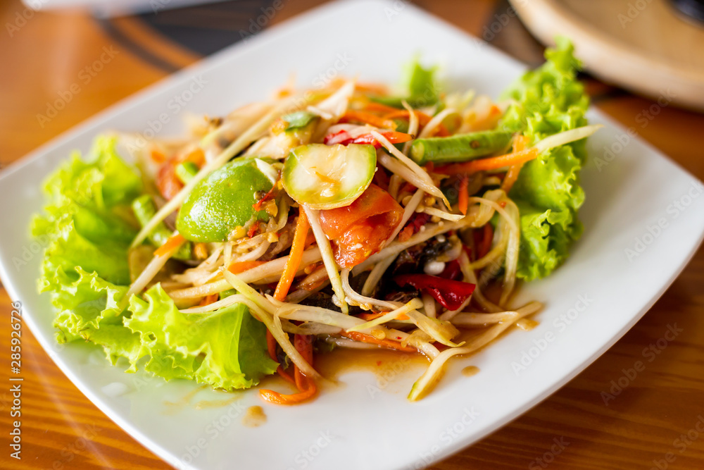 Thai papaya salad, Som Tum from Thailand Thai papaya salad, Som Tum from Thailand