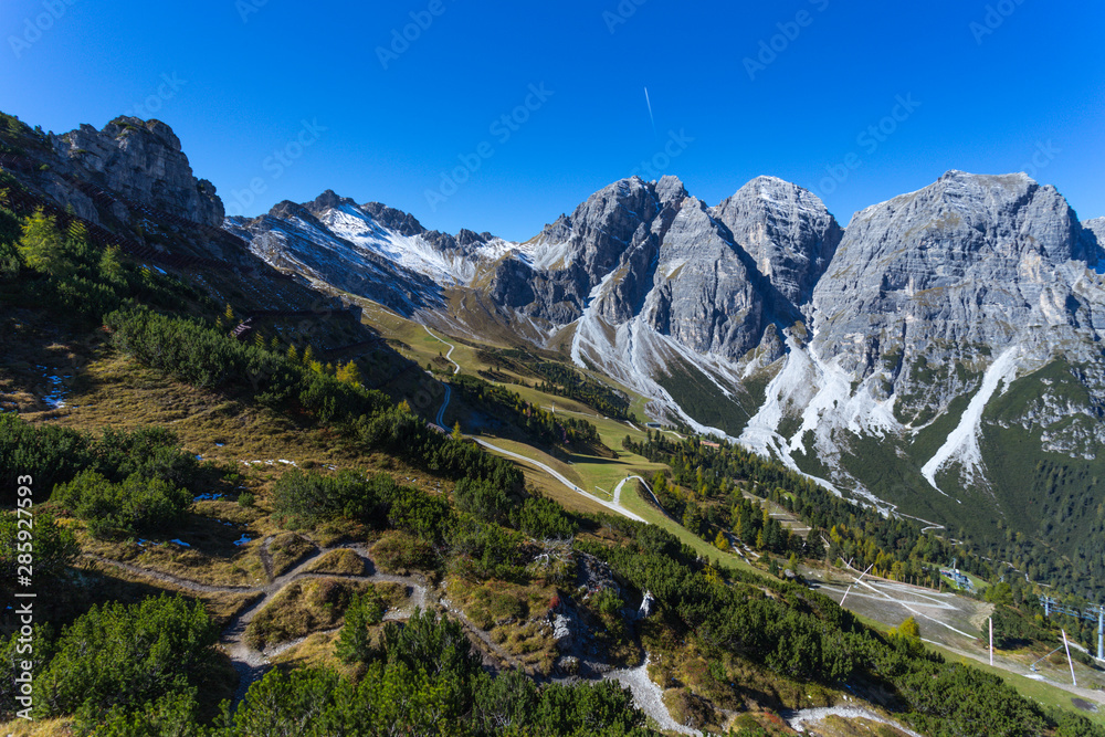 Hiking at the Kreuzjoch in the Stubaital in Austria