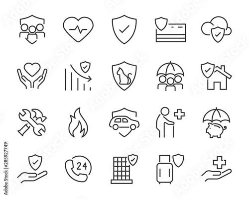 set of insurance icons, emergency, secure, risk