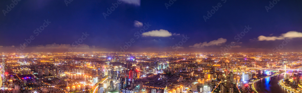 Obraz premium Aerial view and skyline of Shanghai cityscape