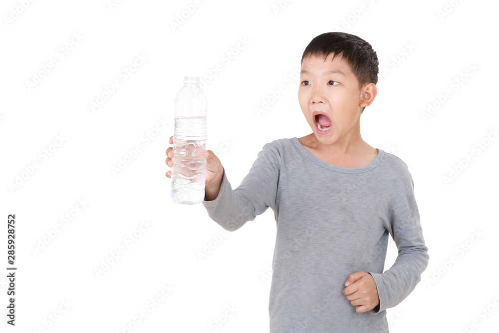 Asian Boy Drinking water Isolated on white background. Side view. WOW Action. Asian Boy Drinking water Isolated on white background. Side view. WOW Action.