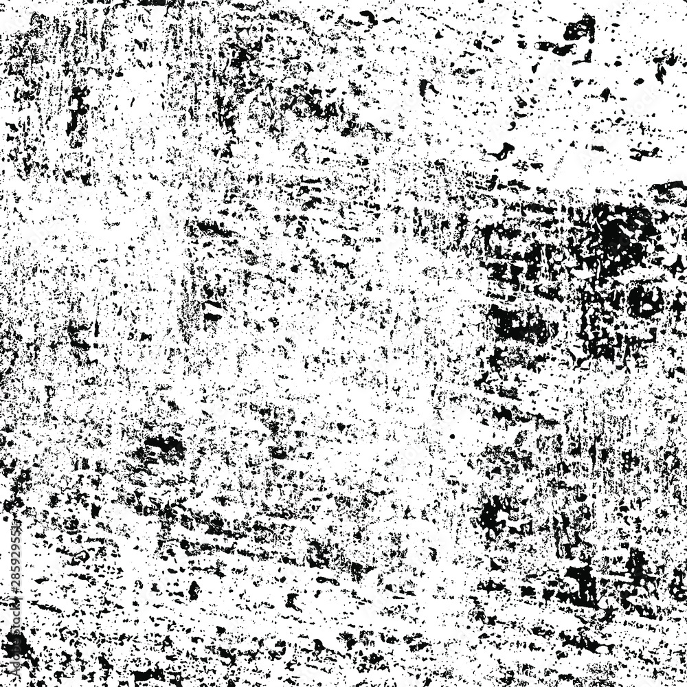 Grunge background black and white. Abstract monochrome texture.  Vector pattern of scratches, chips, scuffs