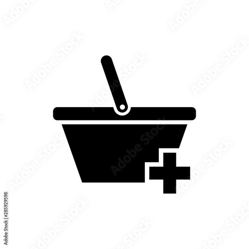 Market Basket Icon Vector. Shopping Basket Template Flat Design