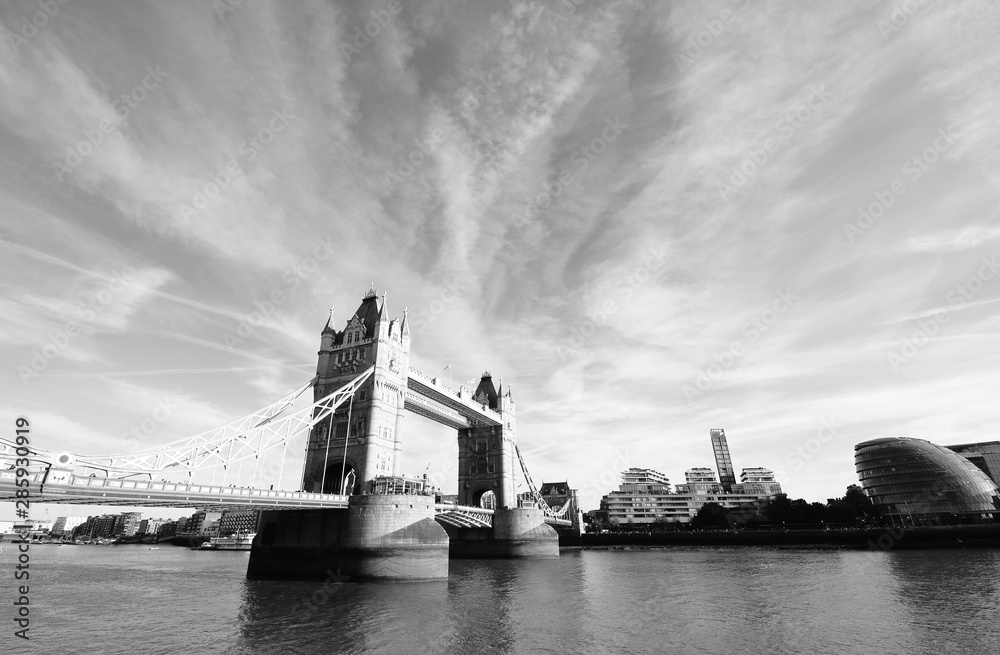 Tower bridge black and white London England