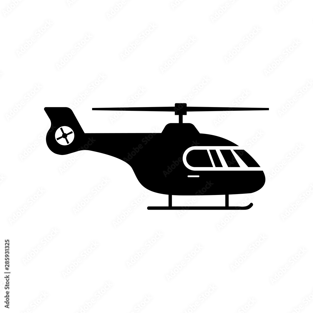 Helicopter icon trendy design template. Flat vector illustration in black on white background. EPS 10