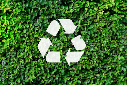 Recycle on a green background ,Concept of love the world