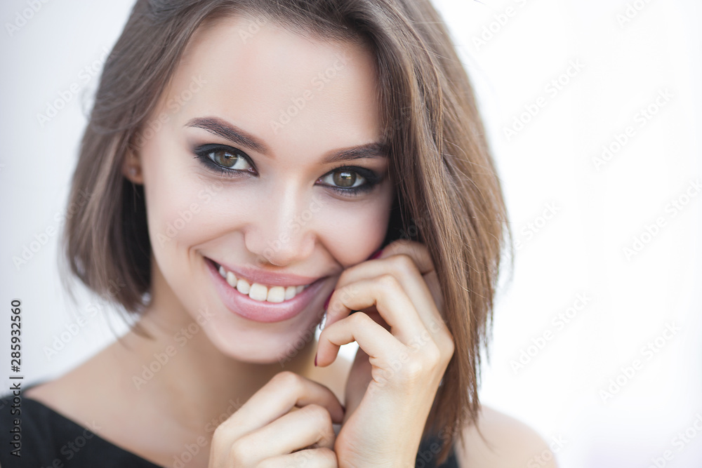 Beautiful elegant woman outdoors. Lady in black dress. Young female classic portrait. Beautiful elegant woman outdoors. Lady in black dress. Young female classic portrait.