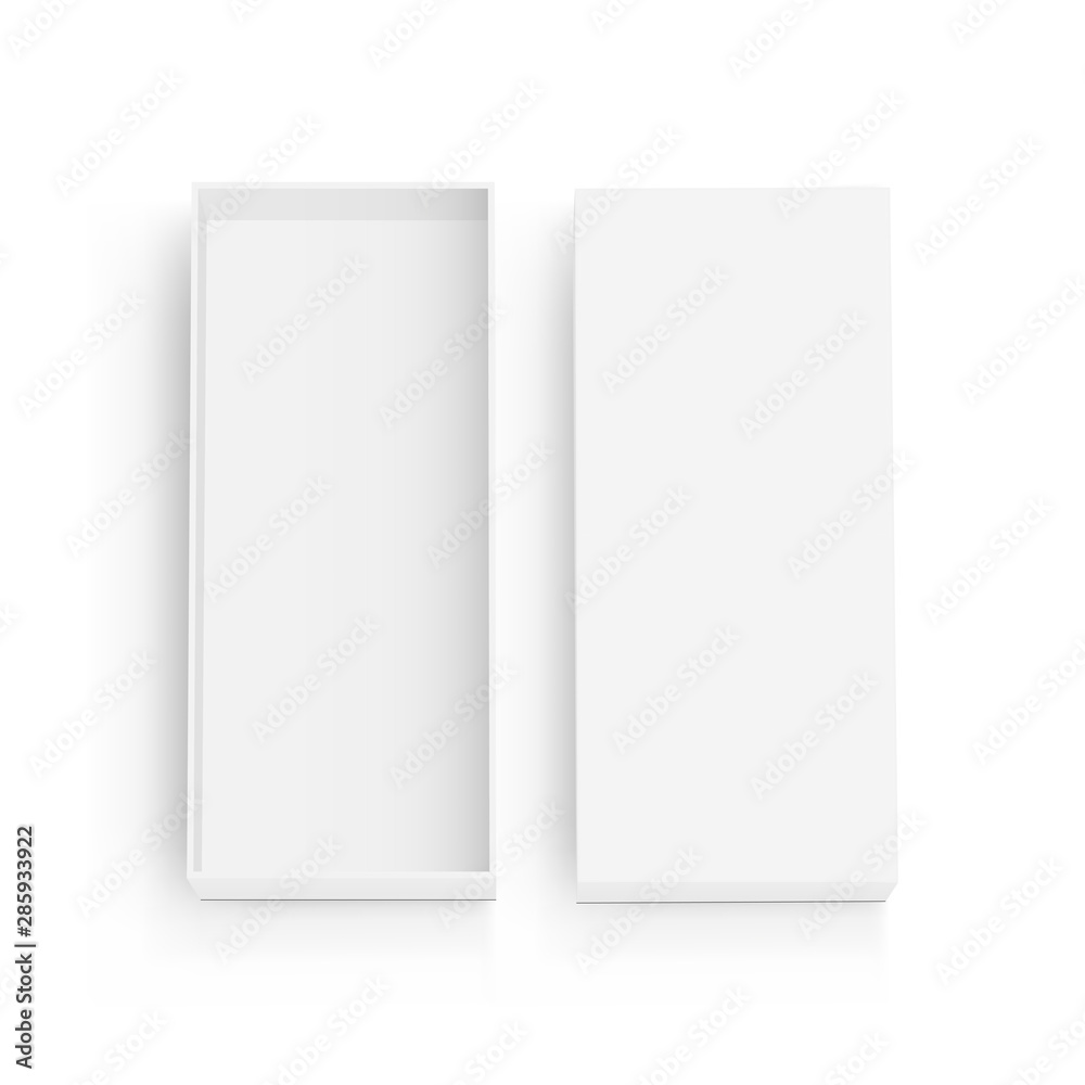 Empty rectangular box with lid mockup - top view. Vector illustration Empty rectangular box with lid mockup - top view. Vector illustration