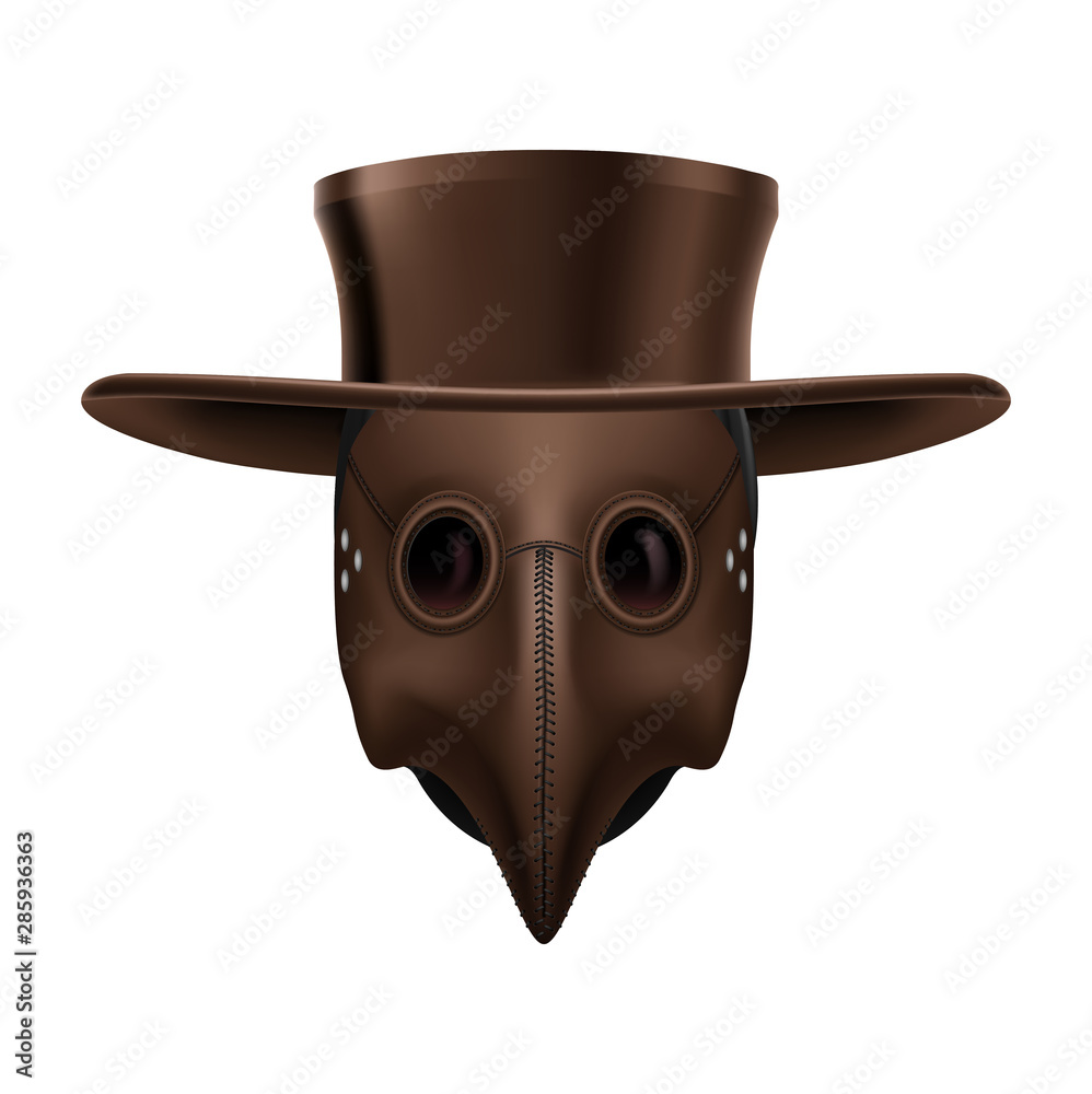 Plague Doctor Head Profile, with Bird Mask and Hat. Medieval Death Symbol Plague  Doctor Mask Isolated on White Background. For Web, Poster, Info Graphic  Stock Vector | Adobe Stock