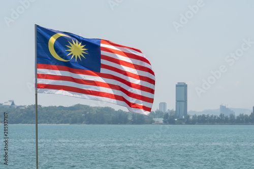Photography waving flag of malaysia