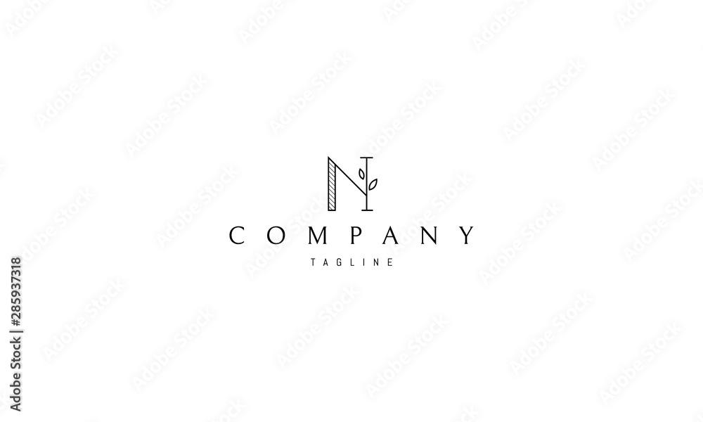 Vector logo with the image of the letter N, which is decorated with leaves.