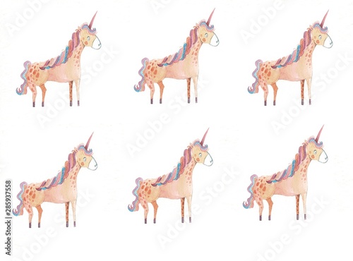 Cute seamless pattern with fairy unicorns. Childish texture for fabric, textile. Scandinavian style.