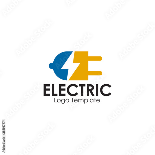 Electric plug in logo design vector template