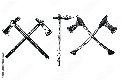 Battle viking ax vector illustration.