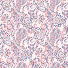 Fotobehang Paisley patronen Bohemien batik paisley met bladeren  © antalogiya