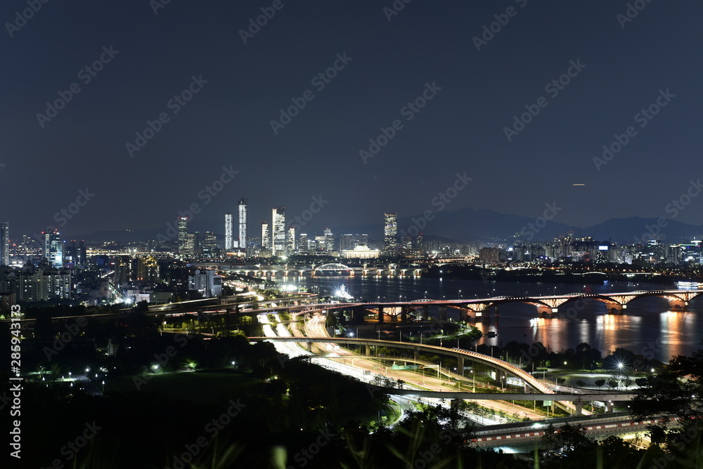 view of city of seoul at night  한국 서울 야경