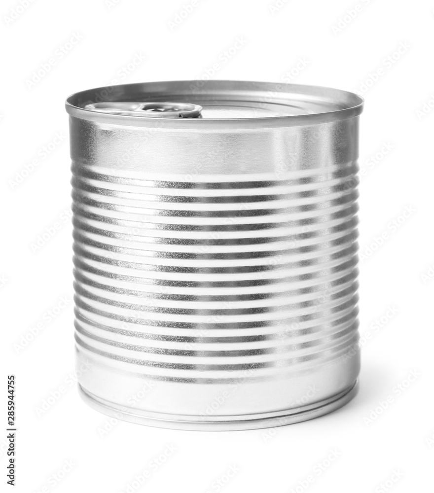 Closed tin can isolated on white, mockup for design Closed tin can isolated on white, mockup for design