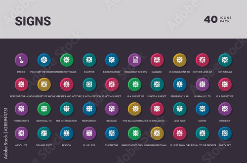signs concept 40 colorful round icons set
