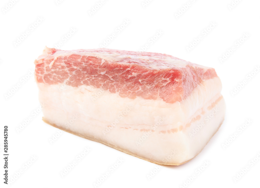 Piece of pork fatback isolated on white