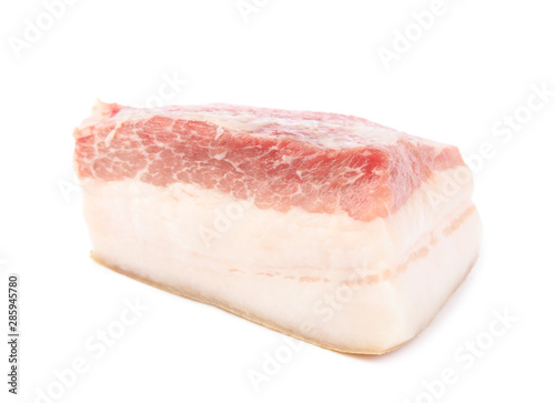 Piece of pork fatback isolated on white