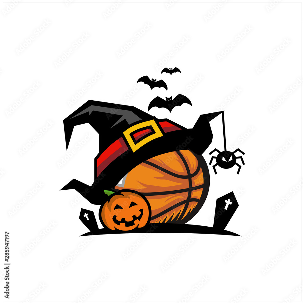 Basketball Halloween Hat Logo 03 Stock Vector Adobe Stock