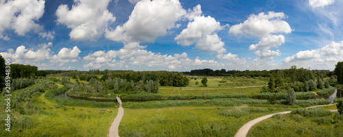 Spring time panoramic view of the nature and recreation area De Broekpolder, Vlaardingen, The Netherlands photo