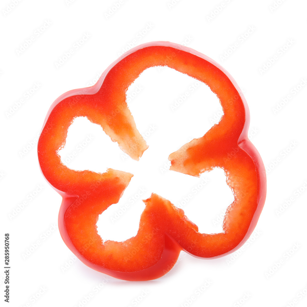 Slice of fresh red bell pepper on white background Slice of fresh red bell pepper on white background