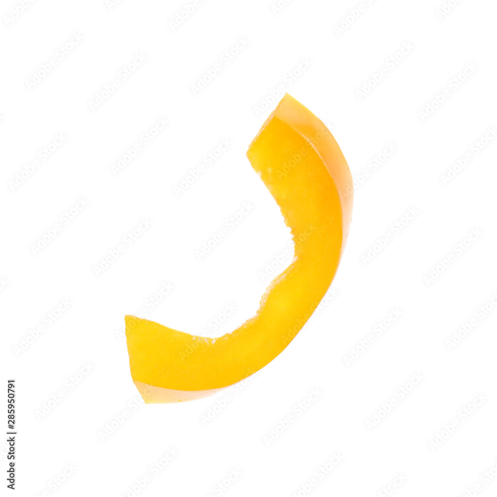 Piece of fresh yellow bell pepper on white background Piece of fresh yellow bell pepper on white background