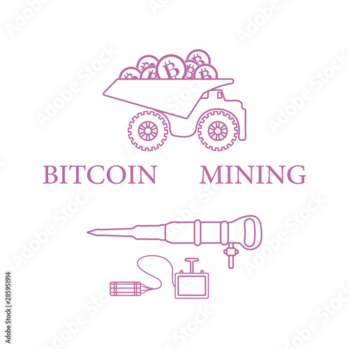 Dumper with bitcoins, dynamite and jackhammer.