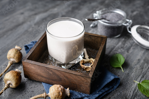 Healthy poppy seed milk, dairy free and calcium rich vegan drink