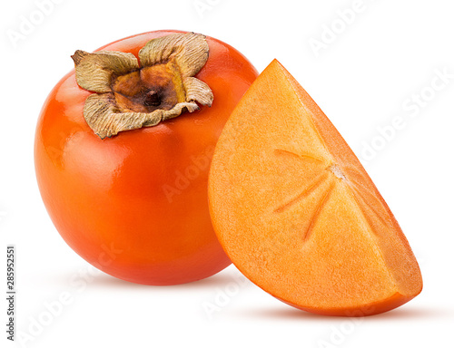 Persimmon fruit and quarter photo