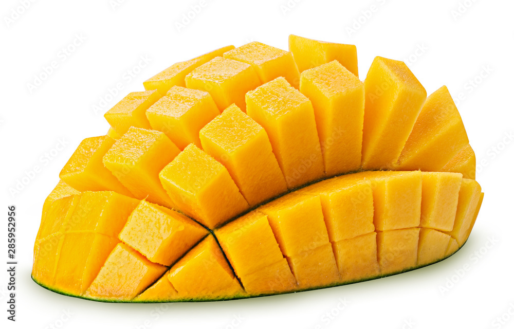 Mango exotic friut cut in half cubes