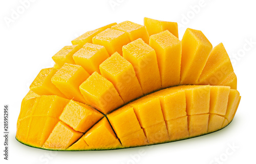 Mango exotic friut cut in half cubes