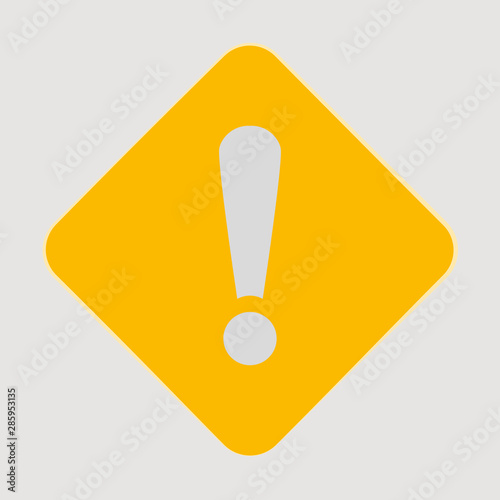 Exclamation Yellow Sign - Danger and risk symbol on yellow diamond road sign