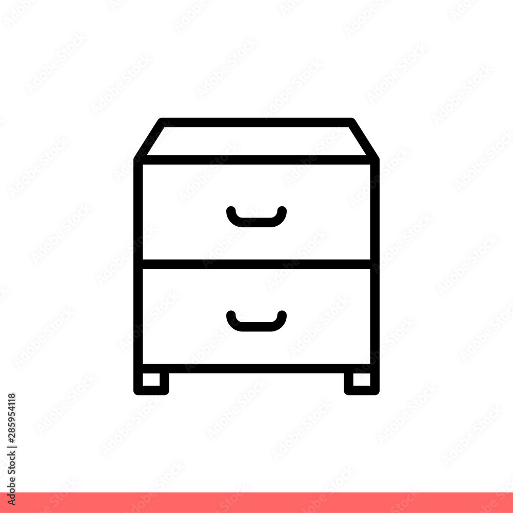 Drawer icon in flat isolated on white background, dresser vector illustration for web site or mobile app Drawer icon in flat isolated on white background, dresser vector illustration for web site or mobile app