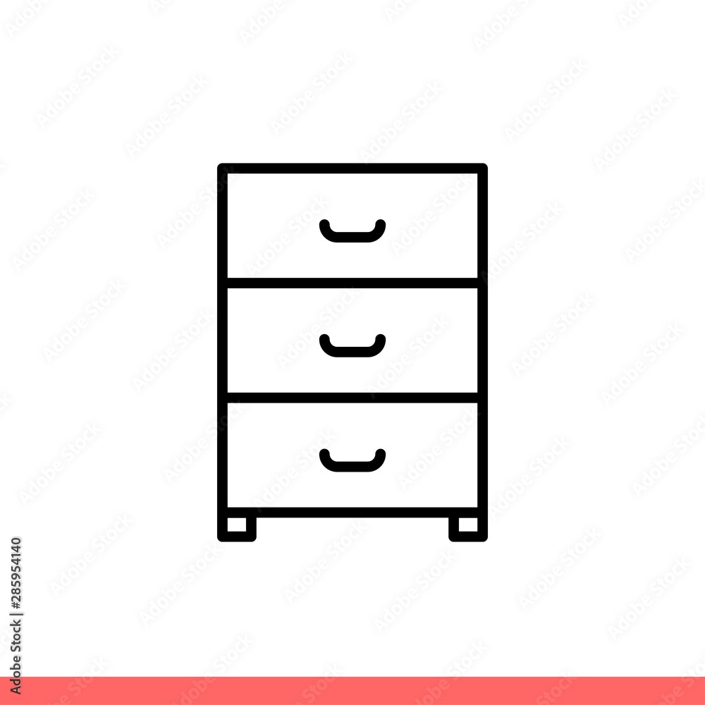 Drawer icon in flat isolated on white background, dresser vector illustration for web site or mobile app Drawer icon in flat isolated on white background, dresser vector illustration for web site or mobile app