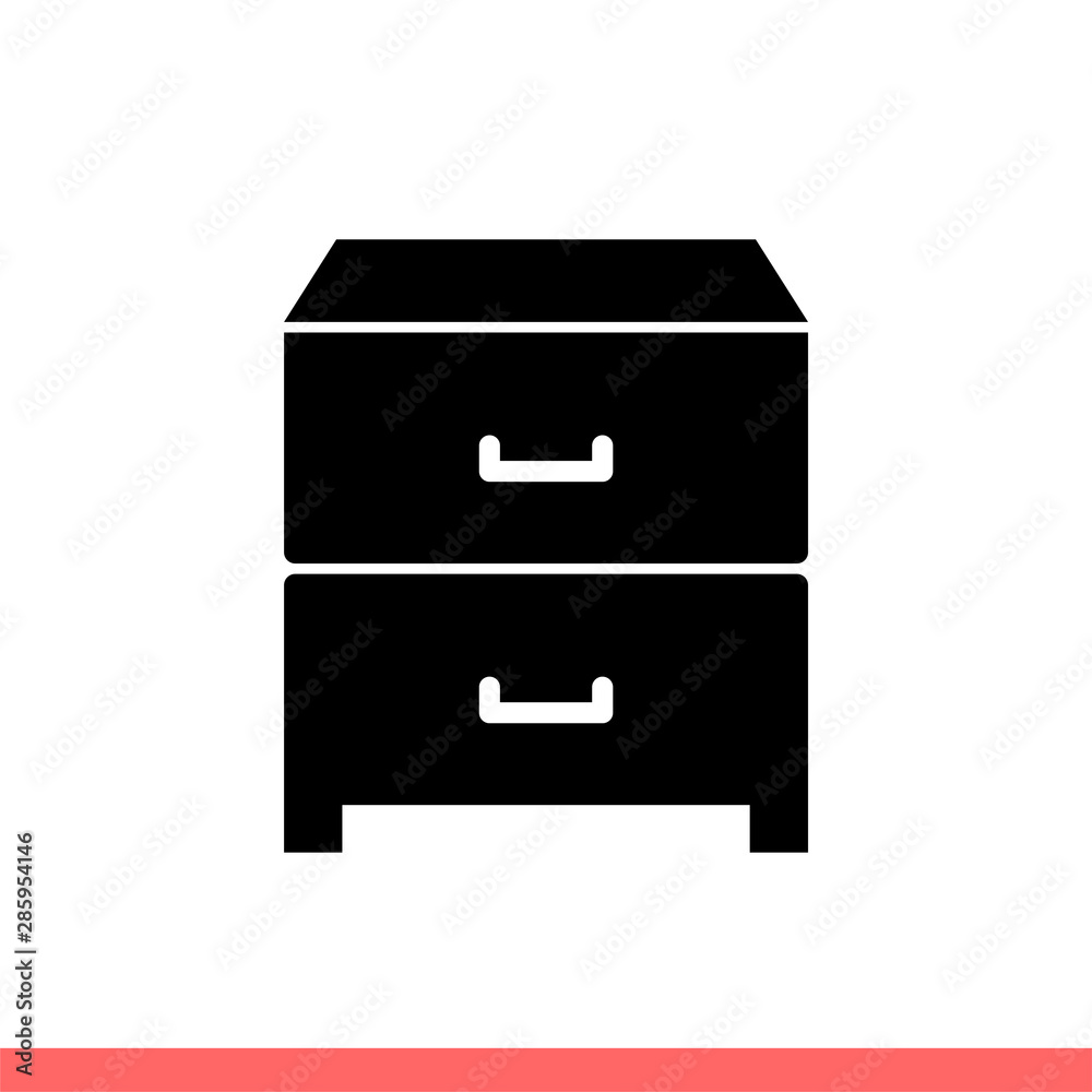 Drawer icon in flat isolated on white background, dresser vector illustration for web site or mobile app Drawer icon in flat isolated on white background, dresser vector illustration for web site or mobile app
