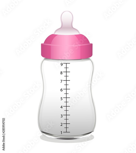 Empty plastic baby bottle. Vector illustrtion. 