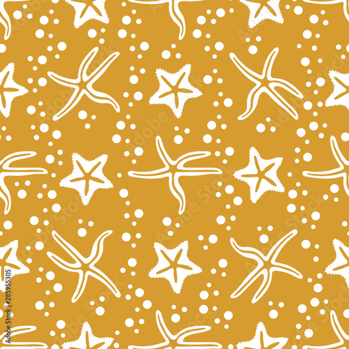Vector seamless pattern with starfish.