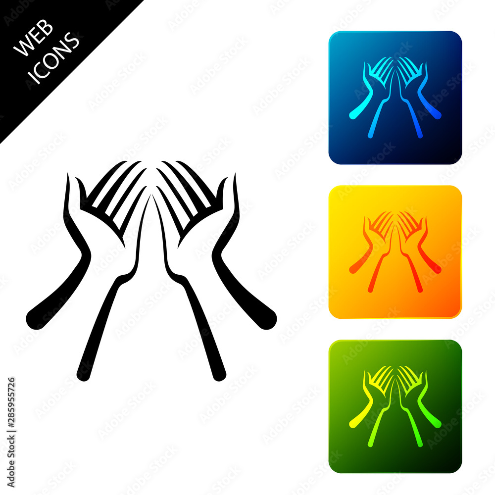 Hands icon isolated on white background. Set icons colorful square buttons. Vector Illustration Hands icon isolated on white background. Set icons colorful square buttons. Vector Illustration