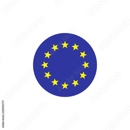 Eu flag icon in flat isolated on white background, europe vector illustration for web site or mobile app