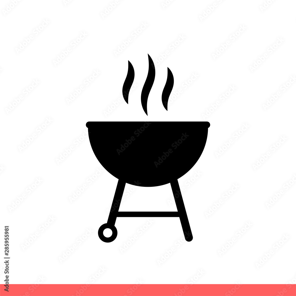 Grill icon in flat isolated on white background, barbecue vector illustration for web site or mobile app Grill icon in flat isolated on white background, barbecue vector illustration for web site or mobile app